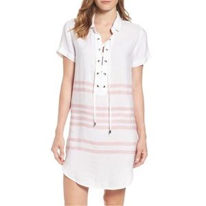 Rails Rocky Astoria Stripe Linen Dress Small white & pink